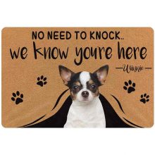 Custom Personalized Text Name Pet Dog Cat Photo No Need to Knock We Know You’re Here Doormat with Pet Name