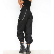 S-3XL Plus Size Pants Women Casual High Waist Cargo Pants Women Loose Solid Black Khaki Trousers Pockets Elastic Waist Bottoms