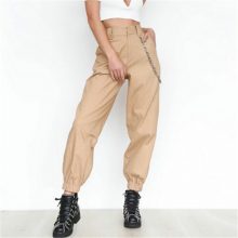 S-3XL Plus Size Pants Women Casual High Waist Cargo Pants Women Loose Solid Black Khaki Trousers Pockets Elastic Waist Bottoms
