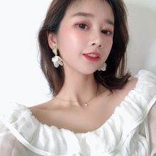 Korean White Shell Flower Petal Drop Earrings For Women 2019 New Statement pendientes Trendy Jewelry