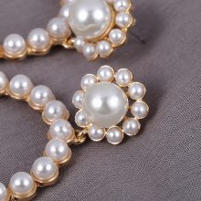 AENSOA Trendy Crystal Round Pendant Drop Earrings For Women Fashion Pearl Charm Statement Jewelry Wedding Earrings Female 2019