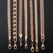 Personalize Necklace For Women Men 585 Rose Gold Venitian Curb Snail Foxtail Link Chains Necklace Fashion Jewelry 50cm 60cm CNN1