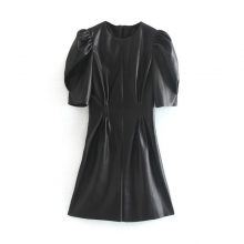 Fashion Short Sleeve Faux Leather Dresses