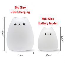 Silicone Touch Sensor LED Night Light For Children Baby Kids 7 Colors 2 modes Cat LED USB LED Night Lamp