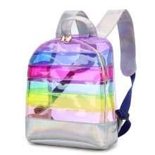 Fashion Women’s Backpack Color Striped Laser Plastic See Through Security Transparent Backpack Bag Ladies Travel Bag Ladies Bag