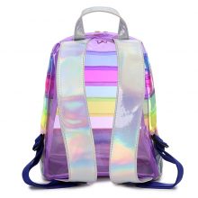 Fashion Women’s Backpack Color Striped Laser Plastic See Through Security Transparent Backpack Bag Ladies Travel Bag Ladies Bag