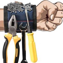Magnetic Wristband Portable Tool Bag with 3 Magnet Electrician Wrist Tool Belt Screws Nails Drill Bits Bracelet for Repair Tool